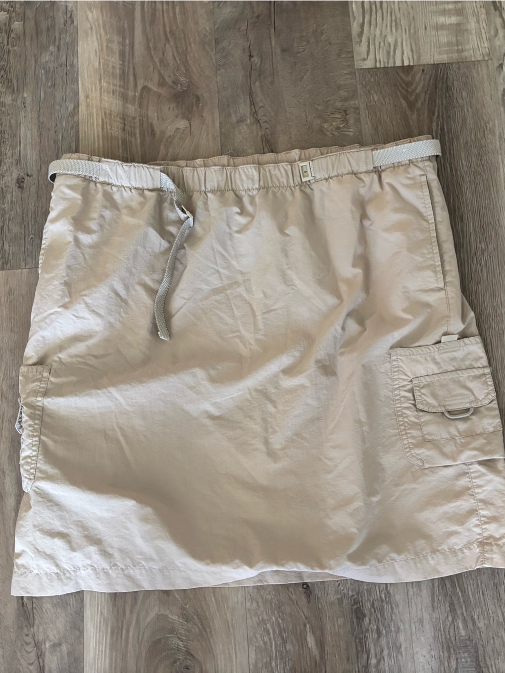 Columbia Mini Skirt in Light Beige with Tan Strap Detail L